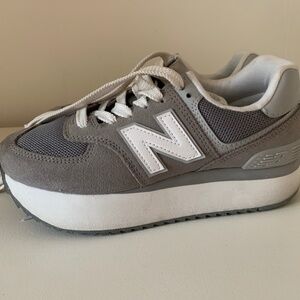 Womens New Balance 574+ Athletic Shoe - Shadow Grey / Raincloud